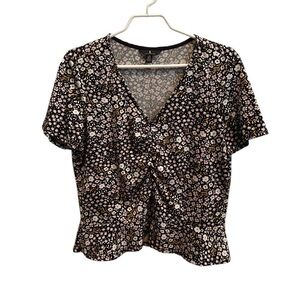 Jules & Leopold V-neck cinched floral blouse. Size large